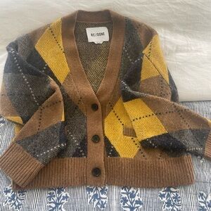 REDONE cropped argyle cardigan MEDIUM